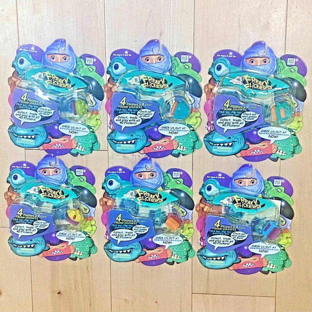 Lot of 6 Freaky Flickers Toys Trading Playable Figures 2004 Flickers & Stickers